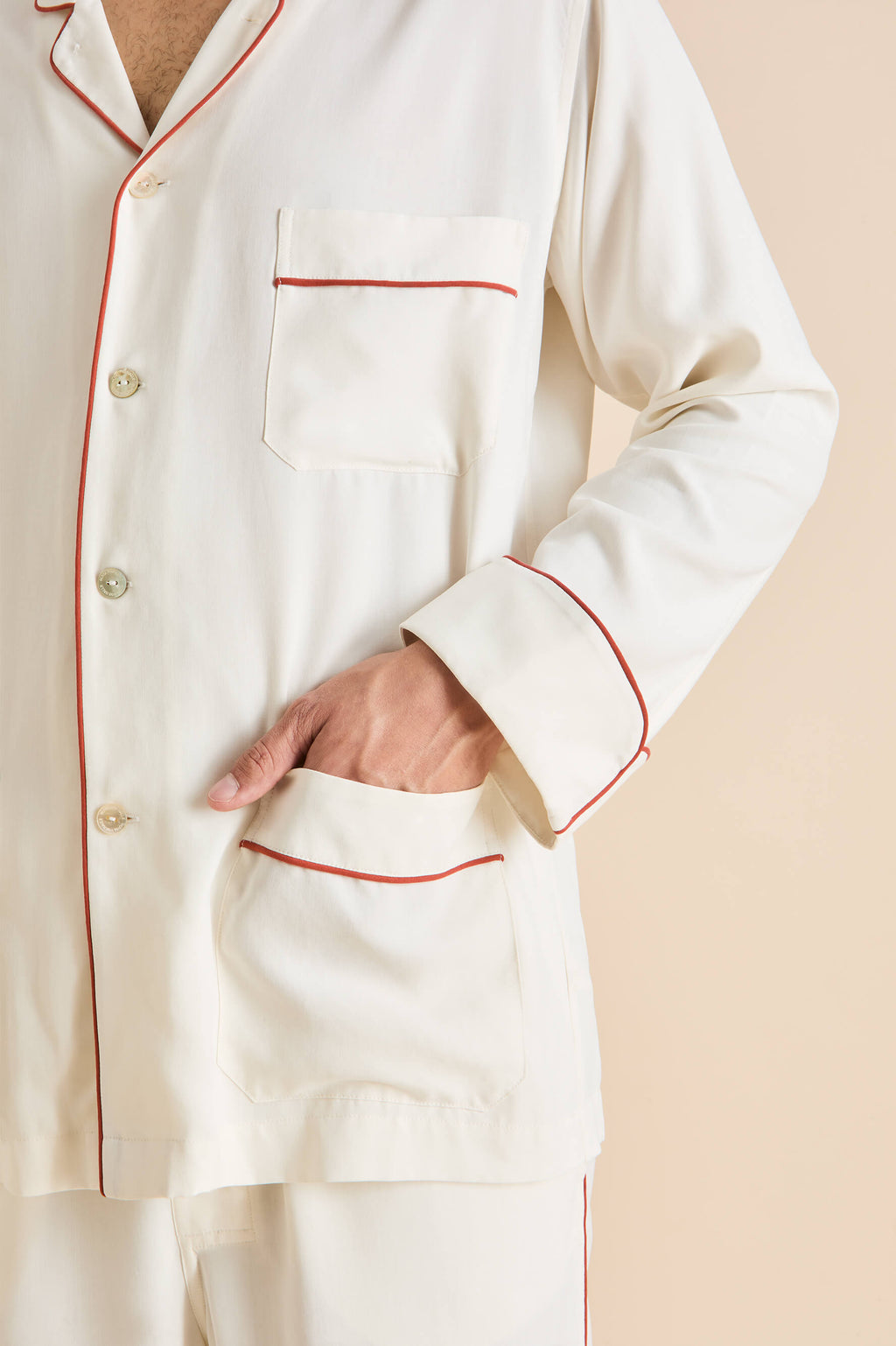 Laurent Ivory Rust Pajamas in Sandwashed Silk