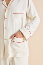 Laurent Ivory Rust Pajamas in Sandwashed Silk