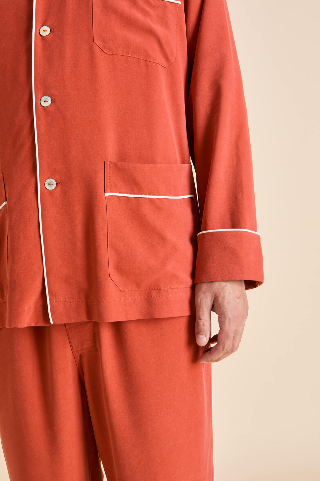 Laurent Rust Pajamas in Sandwashed Silk