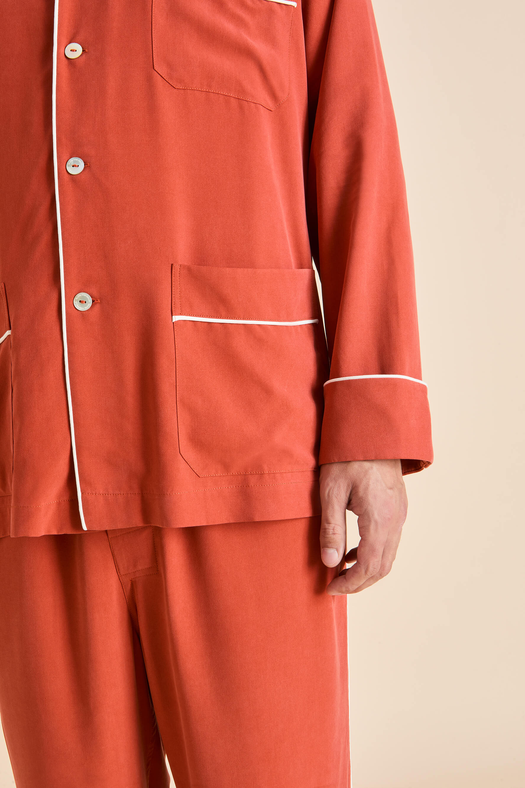 Laurent Rust Pajamas in Sandwashed Silk