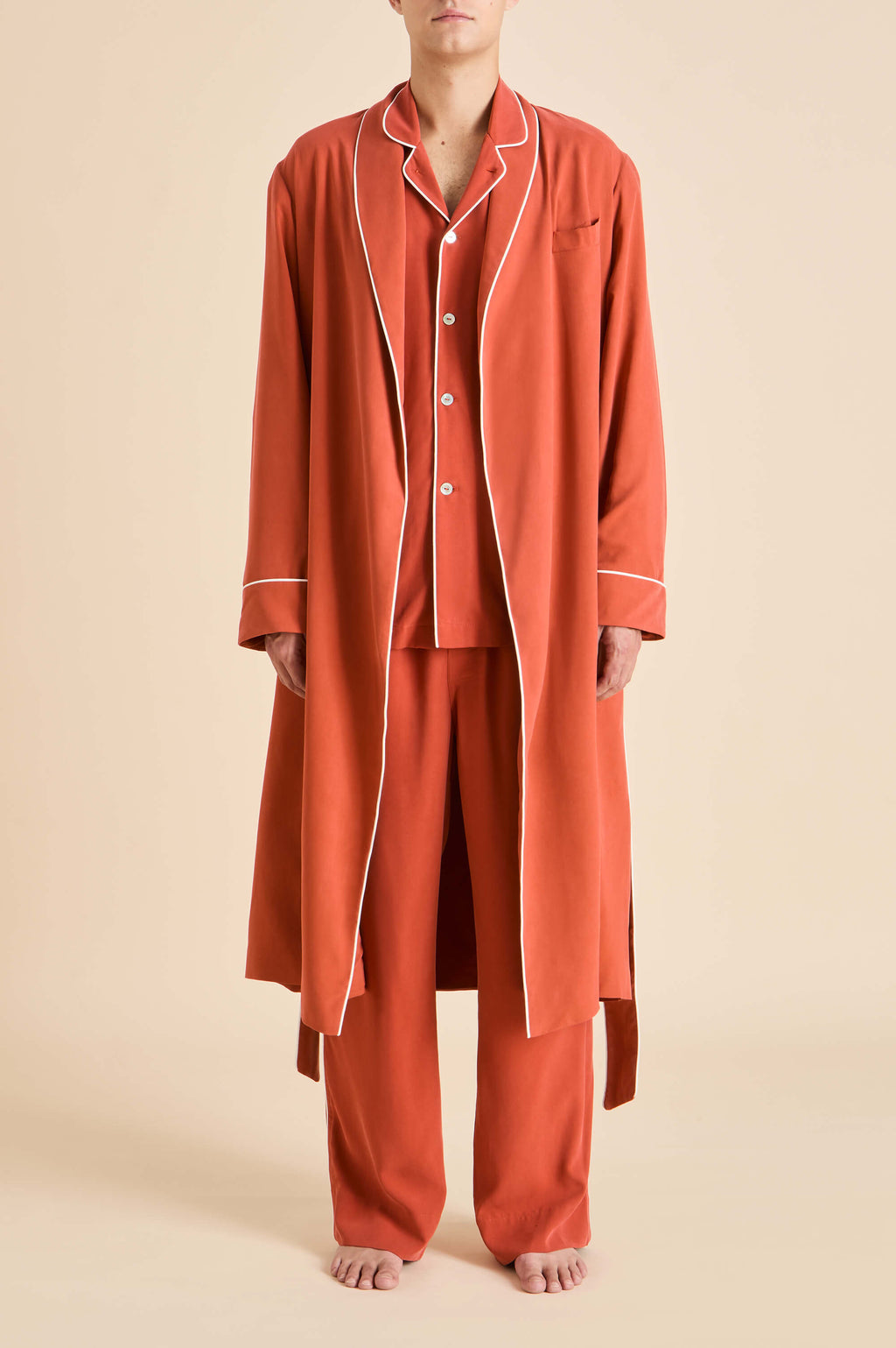 Laurent Rust Pajamas in Sandwashed Silk