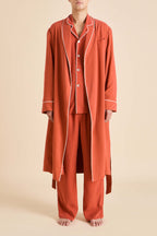 Laurent Rust Pajamas in Sandwashed Silk
