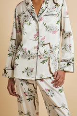 Lila Ana Ivory Blossom Pajamas in Silk Satin