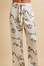 Lila Ana Ivory Blossom Pajamas in Silk Satin