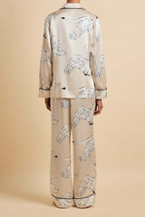 Lila Blanca Cream Swan Pajamas in Silk Satin