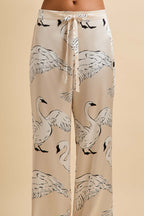 Lila Blanca Cream Swan Pajamas in Silk Satin