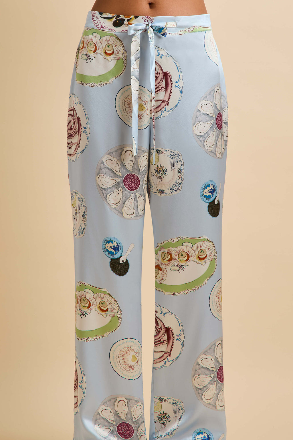 Lila Cadiz Blue Seafood Pajamas in Silk Satin