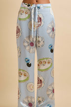 Lila Cadiz Blue Seafood Pajamas in Silk Satin