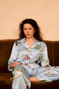 Lila Cadiz Blue Seafood Pajamas in Silk Satin