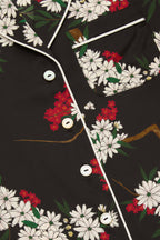 Lila René Black Blossom Pajamas in Silk Satin