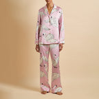Lila Selene Pink Swan Pajamas in Silk Satin