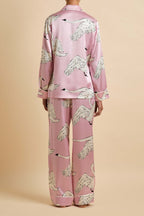 Lila Selene Pink Swan Pajamas in Silk Satin