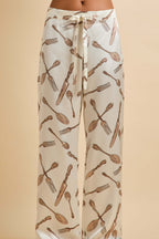 Lila Sevilla Cream Silverware Pajamas in Silk Satin