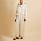 Lita Bone Cream Pajamas in Silk Satin