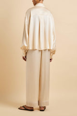 Lita Bone Cream Pajamas in Silk Satin