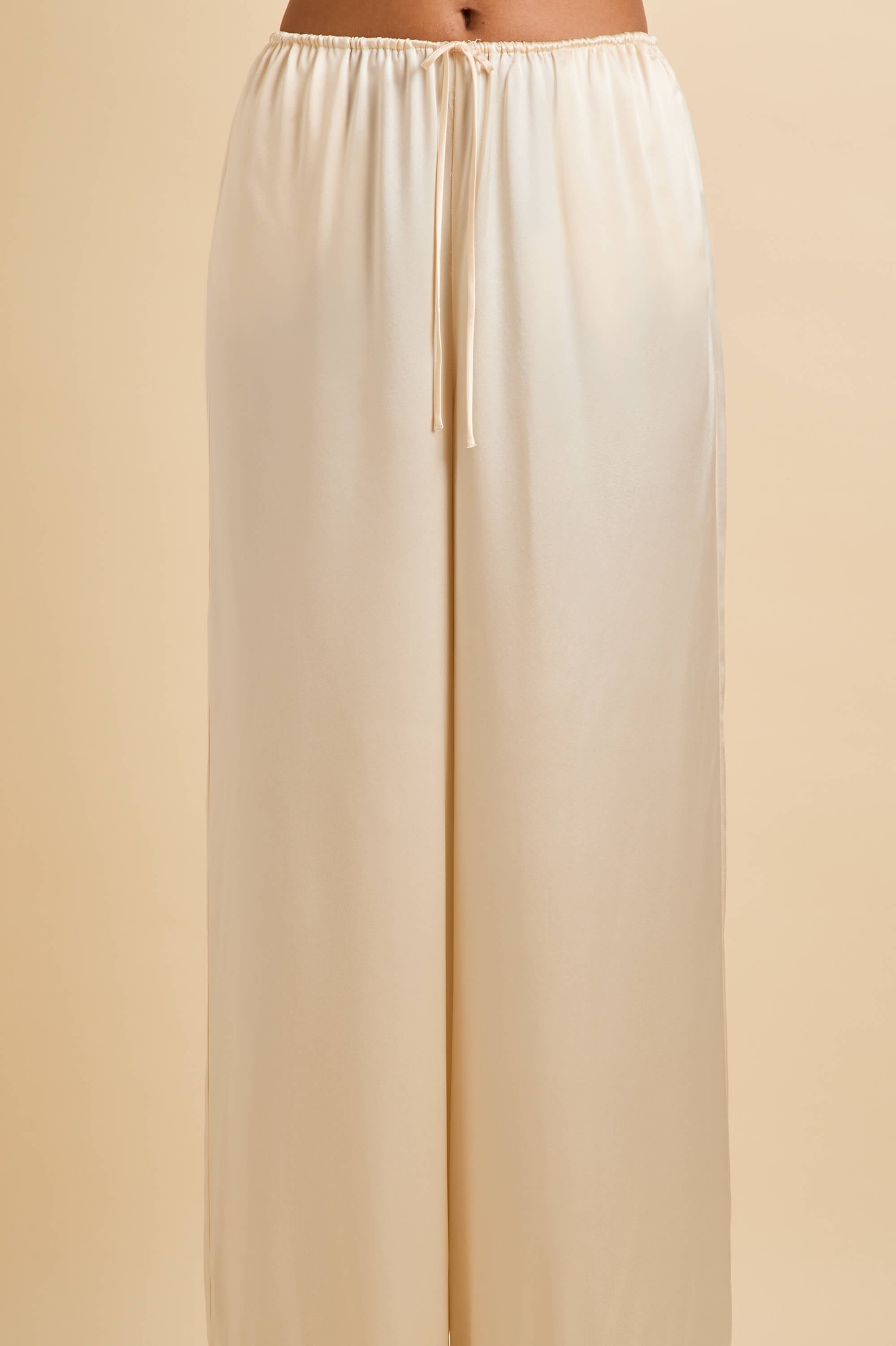 Lita Bone Cream Pajamas in Silk Satin
