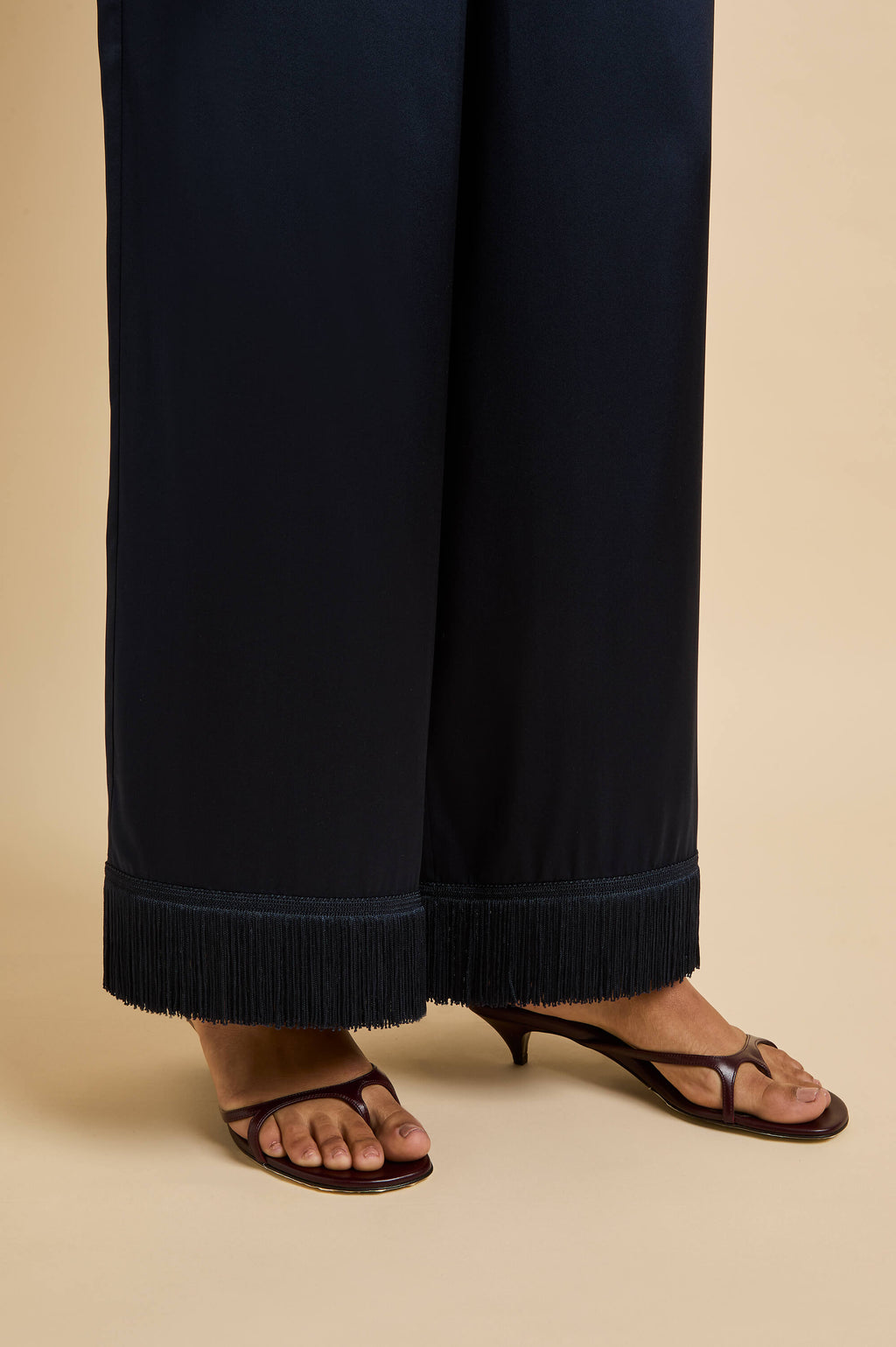 Lita Navy Pajamas in Silk Satin