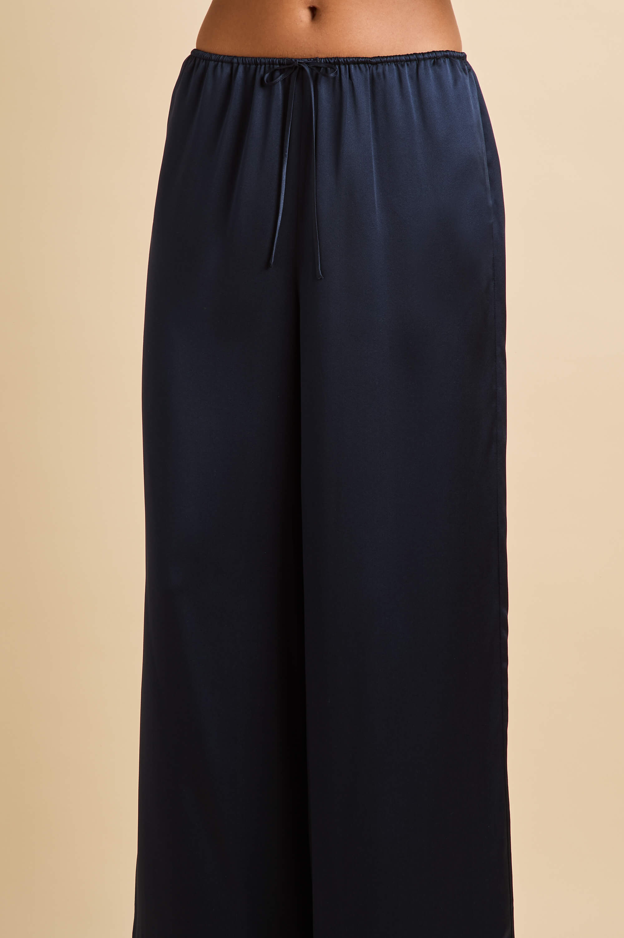 Lita Navy Pajamas in Silk Satin
