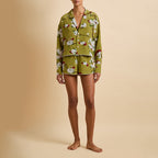Lucia Cecille Green Blossom Pajamas in Silk Crêpe de Chine