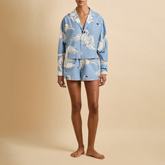 Lucia Laia Blue Swan Pajamas in Cotton-Silk