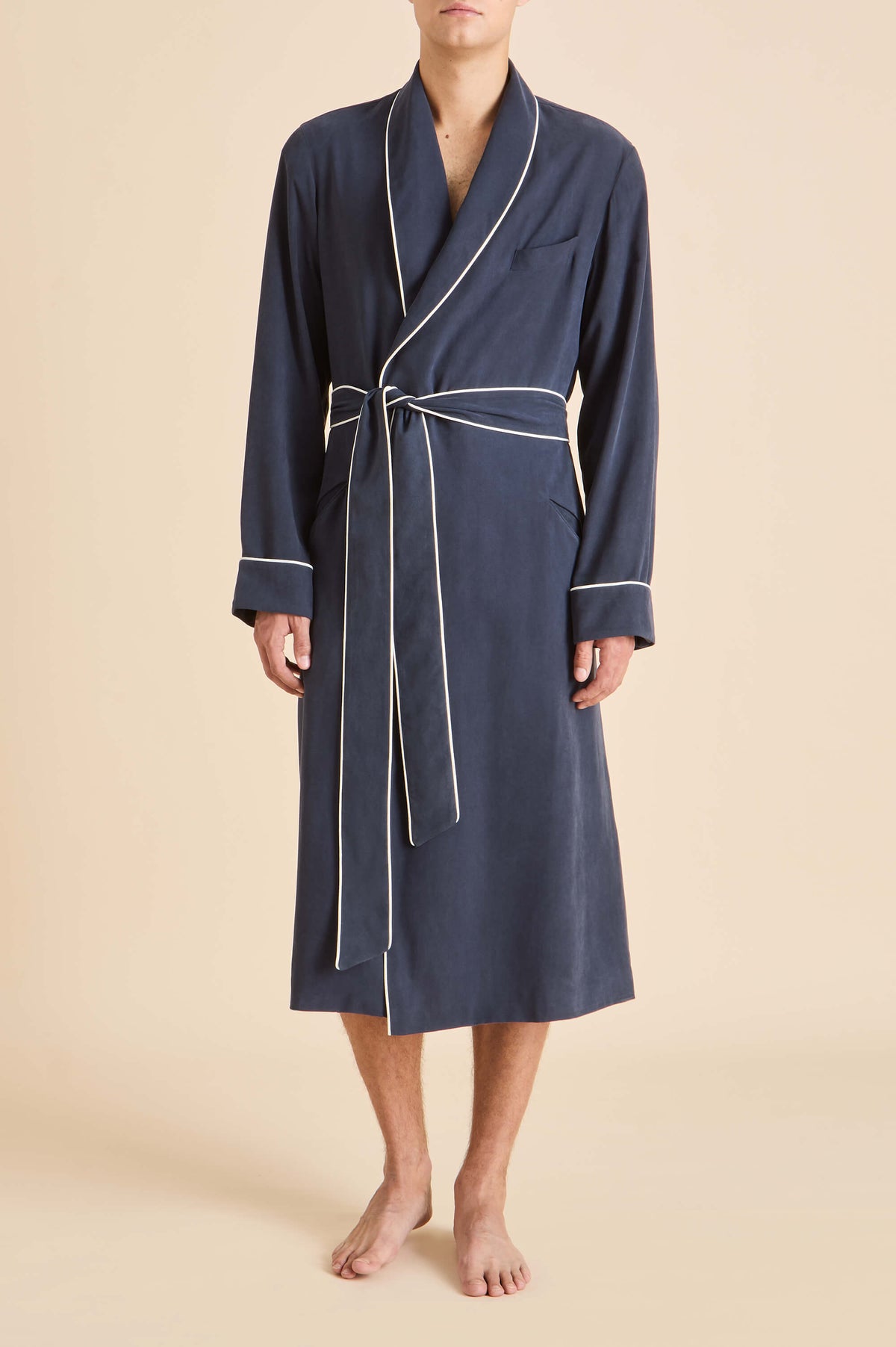 Mescal Navy Robe in Sandwashed Silk