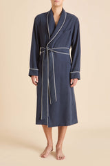 Mescal Navy Robe in Sandwashed Silk