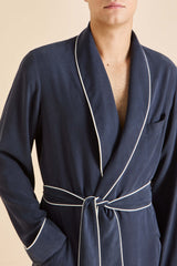 Mescal Navy Robe in Sandwashed Silk