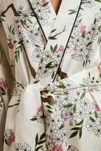 Mimi Ana Ivory Blossom Robe in Silk Satin