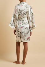 Mimi Ana Ivory Blossom Robe in Silk Satin