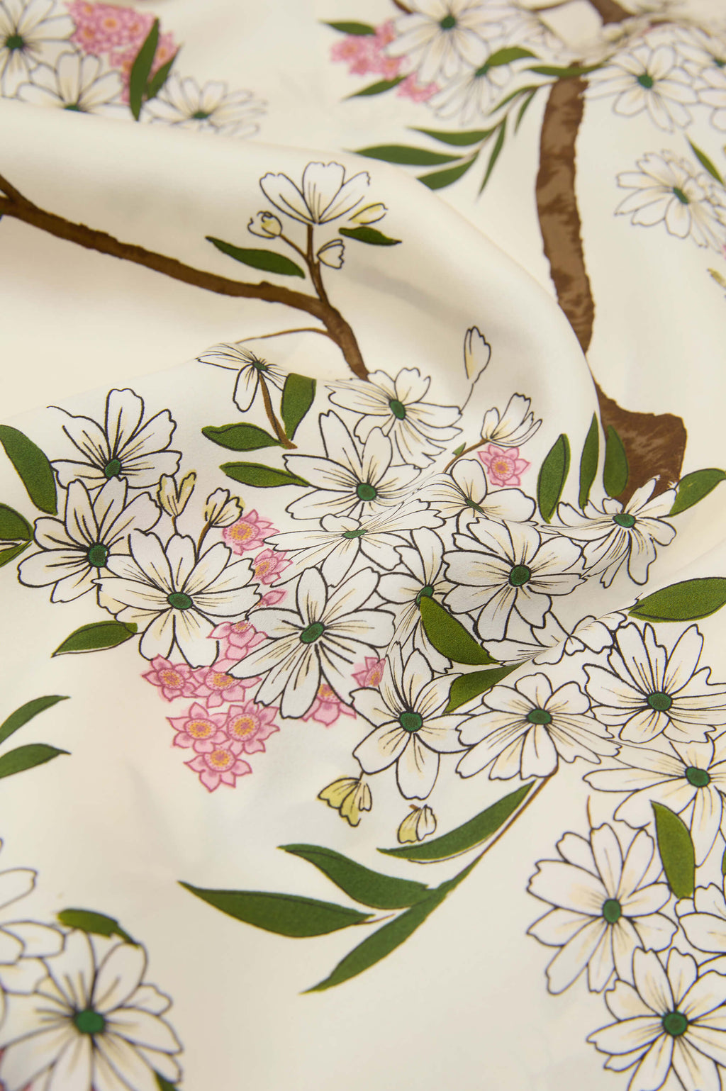 Mimi Ana Ivory Blossom Robe in Silk Satin