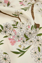 Mimi Ana Ivory Blossom Robe in Silk Satin