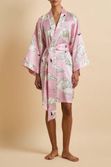 Mimi Selene Pink Swan Robe in Silk Satin