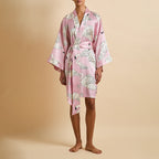 Mimi Selene Pink Swan Robe in Silk Satin