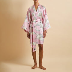 Mimi Selene Pink Swan Robe in Silk Satin