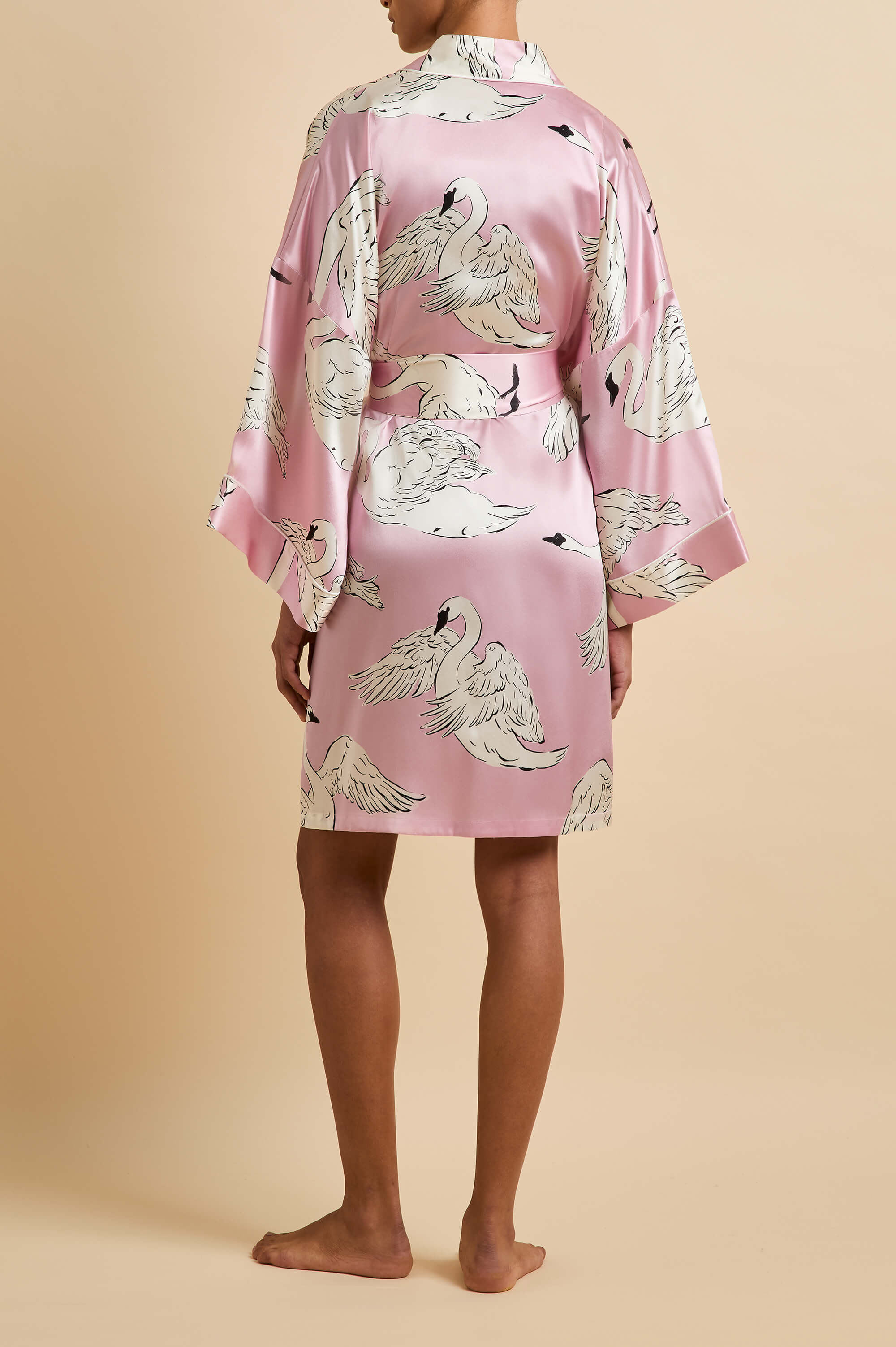 Mimi Selene Pink Swan Robe in Silk Satin