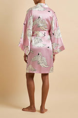 Mimi Selene Pink Swan Robe in Silk Satin
