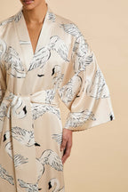 Queenie Blanca Cream Swan Robe in Silk Satin