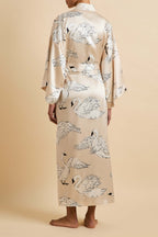 Queenie Blanca Cream Swan Robe in Silk Satin