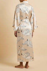 Queenie Blanca Cream Swan Robe in Silk Satin