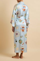 Queenie Cadiz Blue Seafood Robe in Silk Satin