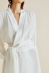 Queenie Ivory White Robe in Silk Crêpe de Chine