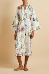 Sabine Córdoba Ivory Seafood Robe in Silk Twill