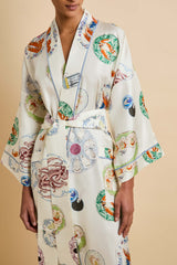 Sabine Córdoba Ivory Seafood Robe in Silk Twill