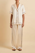Tilda Bone Cream Pajamas in Silk Satin