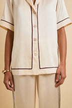 Tilda Bone Cream Pajamas in Silk Satin