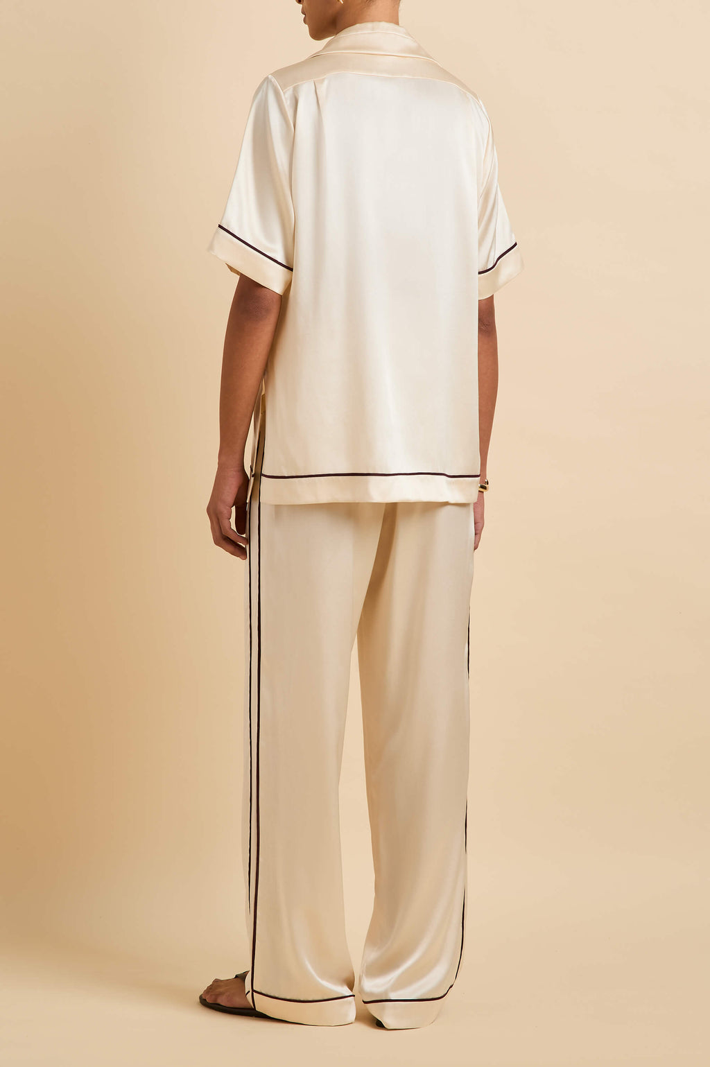 Tilda Bone Cream Pajamas in Silk Satin
