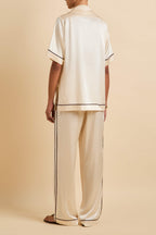 Tilda Bone Cream Pajamas in Silk Satin