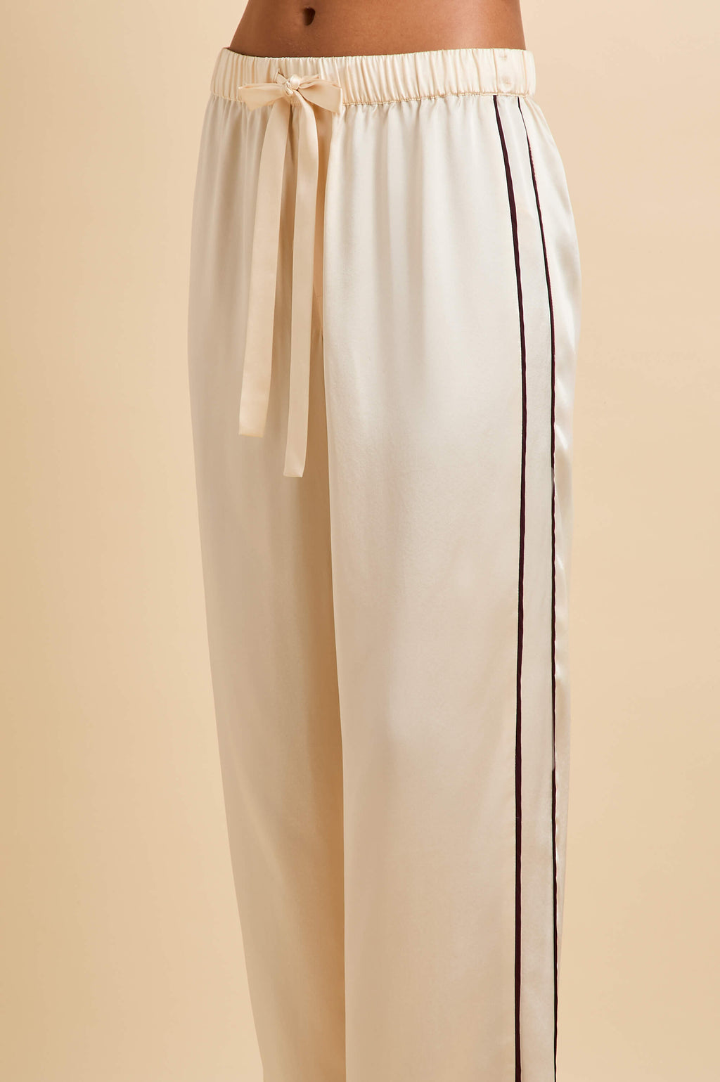 Tilda Bone Cream Pajamas in Silk Satin
