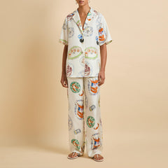 Tilda Córdoba Ivory Seafood Pajamas in Silk Twill