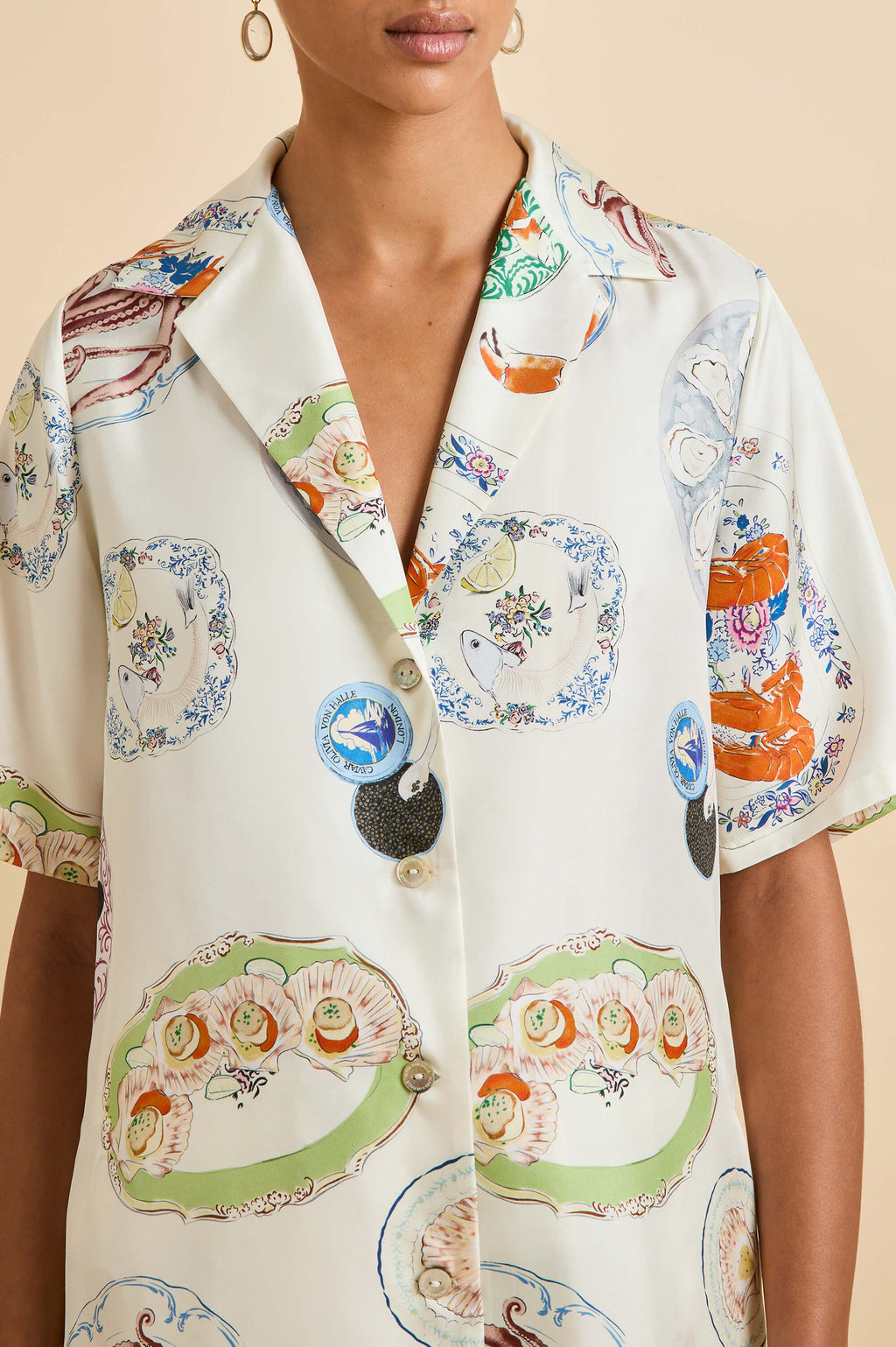 Tilda Córdoba Ivory Seafood Pajamas in Silk Twill